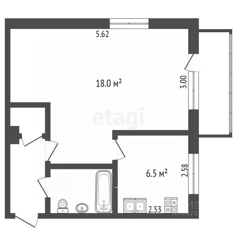 1-к кв. Псковская область, Псков Стахановская ул., 18 (31.1 м) - Фото 1