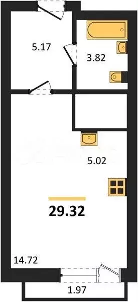Квартира-студия, 29,3 м, 22/24 эт. - Фото 0