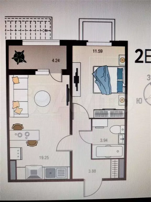 1-к. квартира, 38,5 м, 5/10 эт. - Фото 0