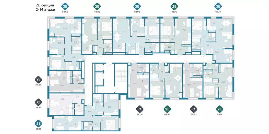 3-комнатная квартира: Тюмень, жилой комплекс Сибирский (61.73 м) - Фото 2
