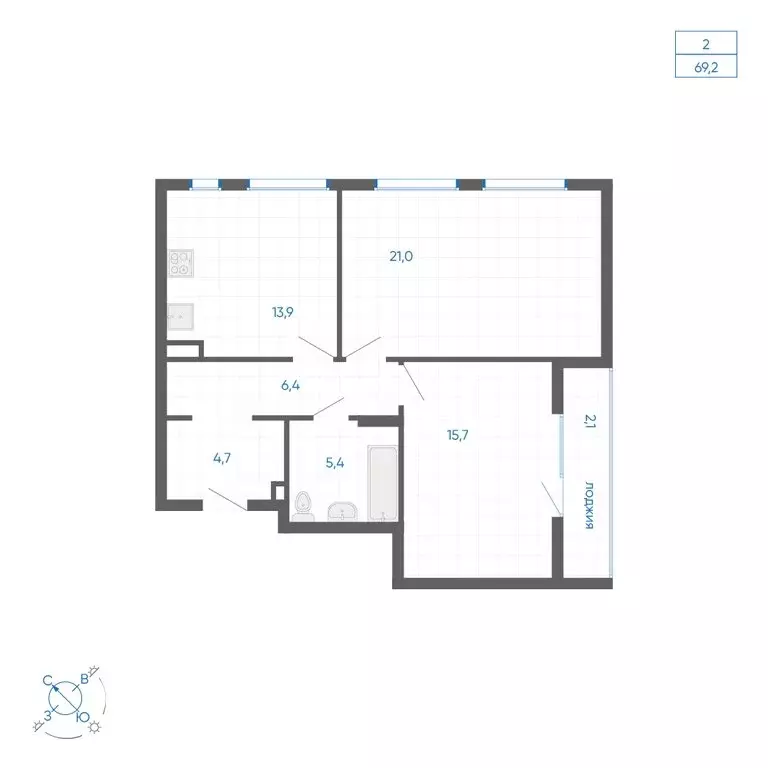 2-комнатная квартира: Екатеринбург, улица Вильгельма де Геннина, 59 ... - Фото 1