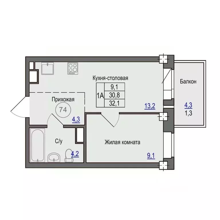 1-к кв. Псковская область, Псковский район, Завеличенская волость, д. ... - Фото 1