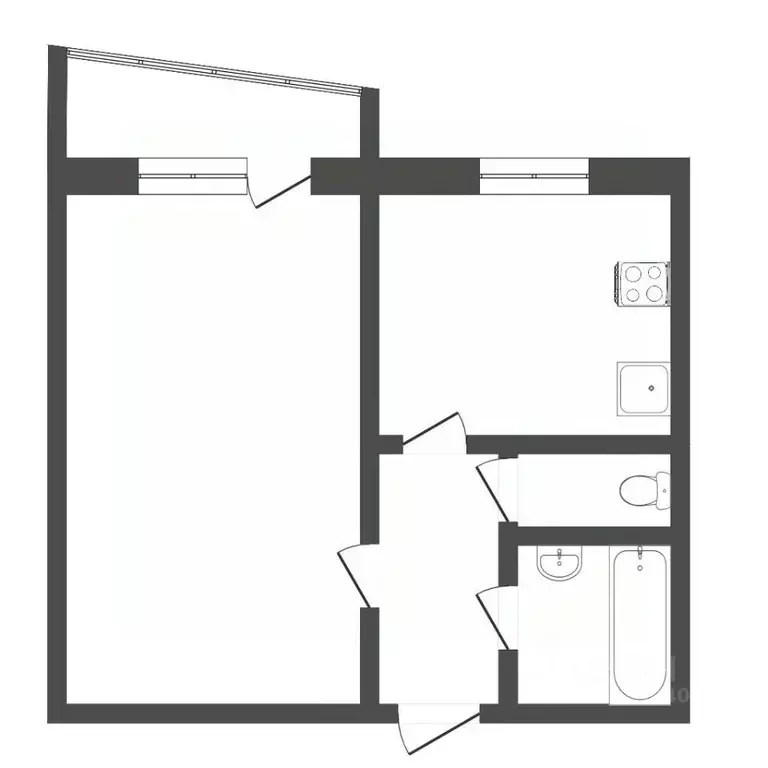 1-к кв. Тюменская область, Тюмень ул. 30 лет Победы, 62 (33.7 м) - Фото 2