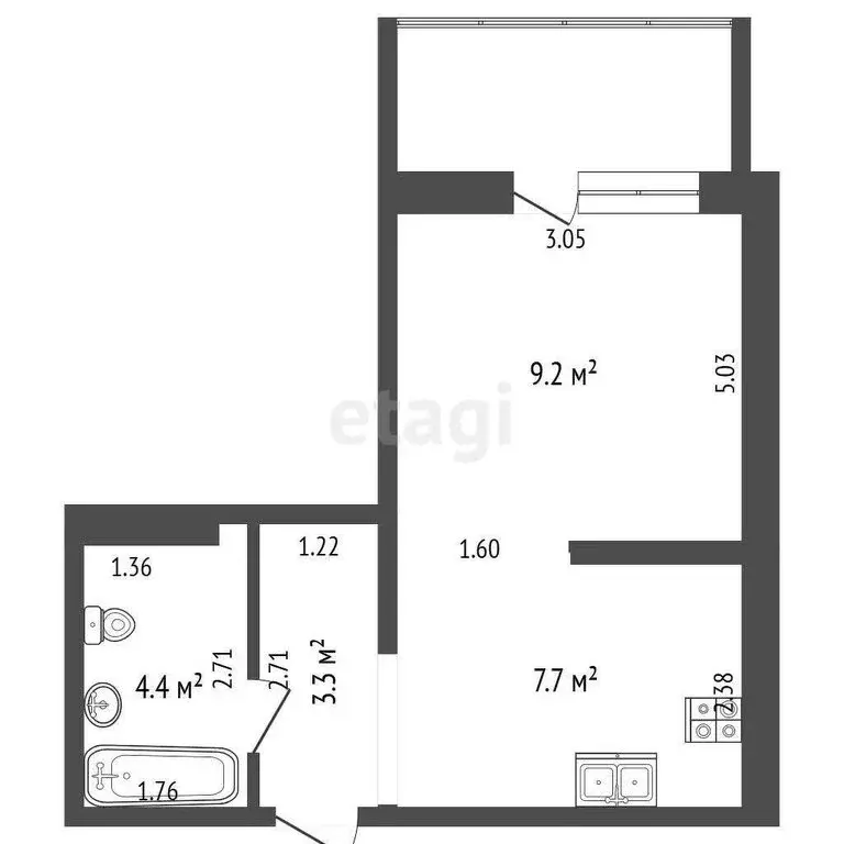 Квартира-студия: Кемерово, бульвар Строителей, 67А (24.5 м) - Фото 1