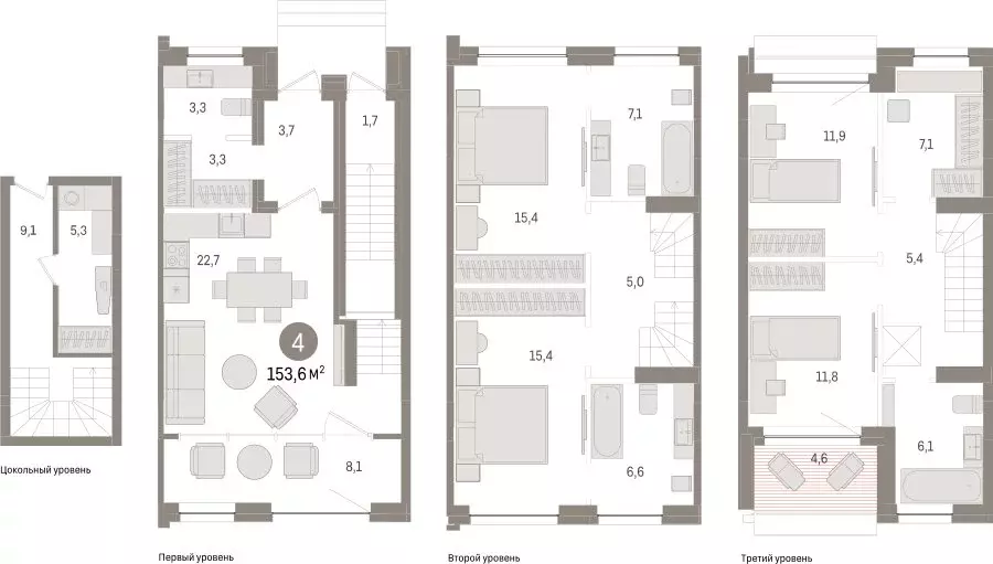4-комнатная квартира: Тюмень, улица Муравленко, 9/2 (153.57 м) - Фото 1