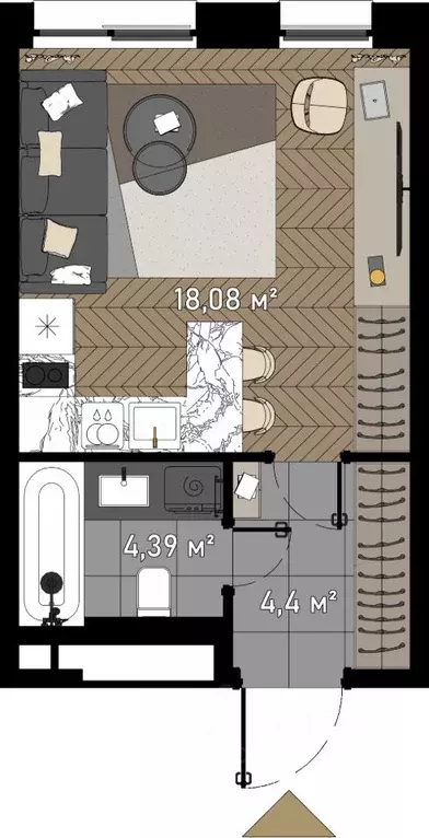 Студия Москва Зорге 9 жилой комплекс, 9Ак7 (26.87 м) - Фото 0