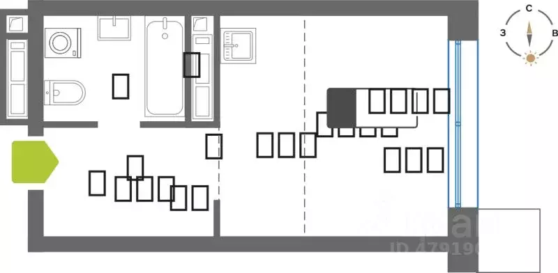 Студия Московская область, Красногорск Чернево-2 мкр,  (22.7 м) - Фото 1