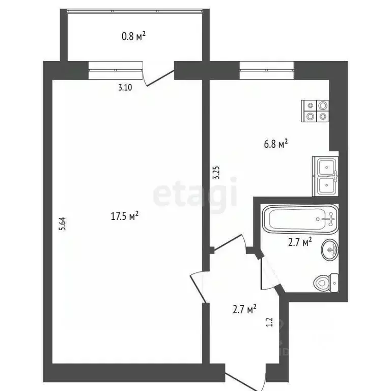 1-к кв. Крым, Феодосия ш. Симферопольское, 39 (29.7 м) - Фото 2