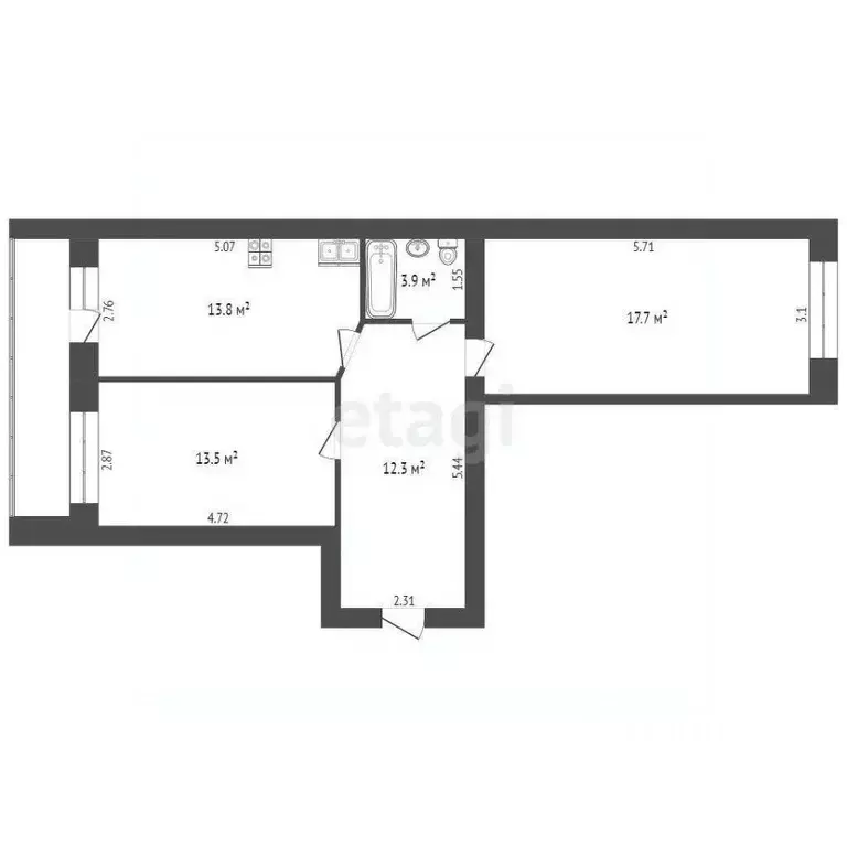 2-к кв. Вологодская область, Вологда ул. Лаврова, 9 (55.4 м) - Фото 1