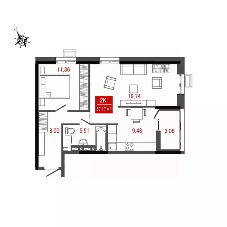 2-к кв. Приморский край, Арсеньев Центральный мкр,  (57.17 м) - Фото 1