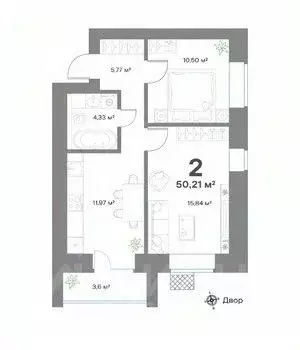 2-к кв. Нижегородская область, Выкса  (50.21 м) - Фото 0