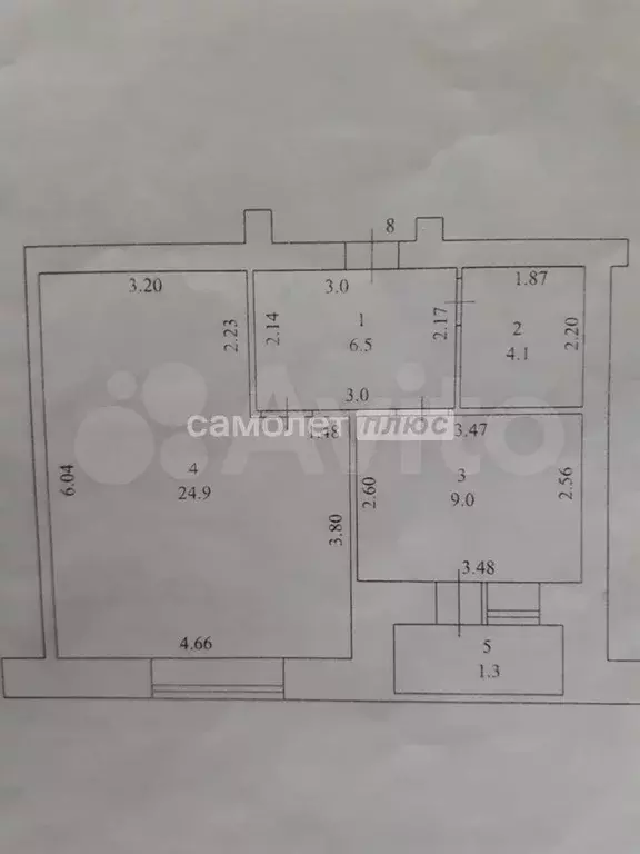 1-к. квартира, 45,8 м, 3/5 эт. - Фото 0