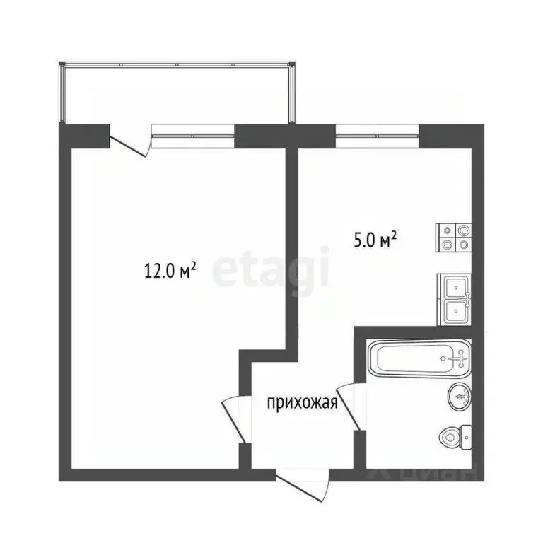 1-к кв. Самарская область, Самара ул. Дыбенко, 124 (21.3 м) - Фото 2