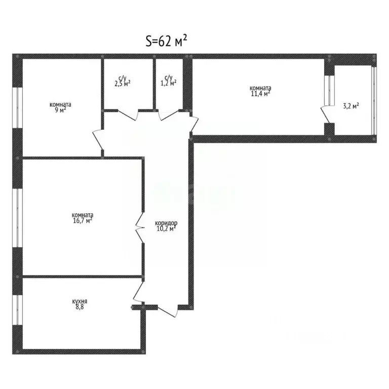 3-к кв. Башкортостан, Уфа ул. Мира, 7 (62.0 м) - Фото 1