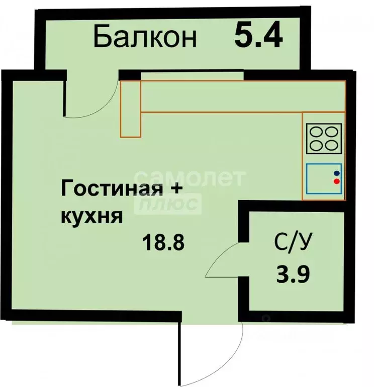 Квартира, студия, 25.4 м - Фото 0