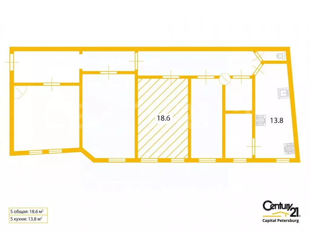 Комната Санкт-Петербург Кирилловская ул., 18 (18.6 м) - Фото 1
