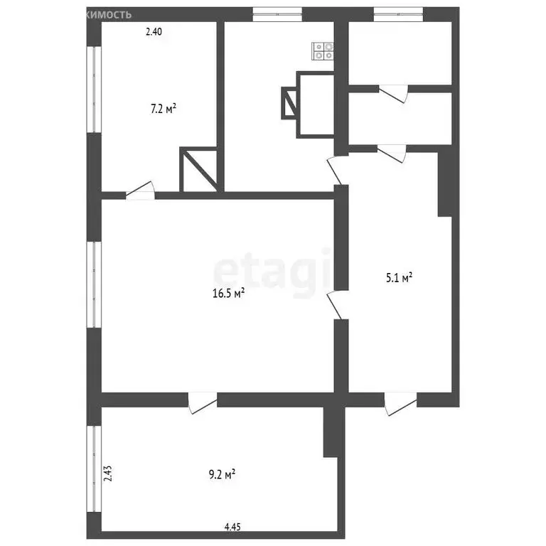 2-комнатная квартира: Кириллов, Пролетарская улица, 15А (46.4 м) - Фото 1