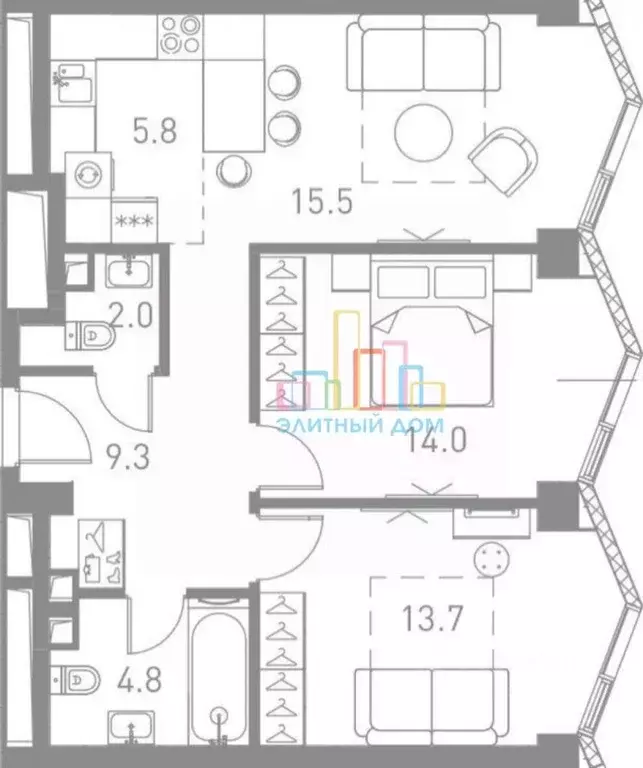 2-к кв. Москва 2-я Хуторская ул., 34 (65.3 м) - Фото 2