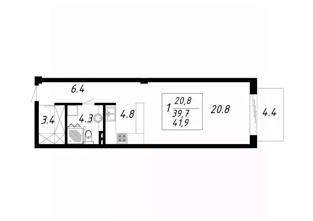 1-к кв. Ставропольский край, Ессентуки Озеро жилой комплекс (41.9 м) - Фото 1