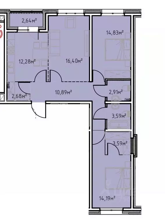 3-к кв. Иркутская область, Иркутск Иркутск-2 мкр, Зенит жилой комплекс ... - Фото 1