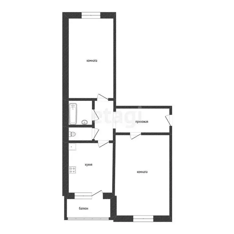 2-комнатная квартира: Курган, Садовая улица, 10 (49 м) - Фото 1