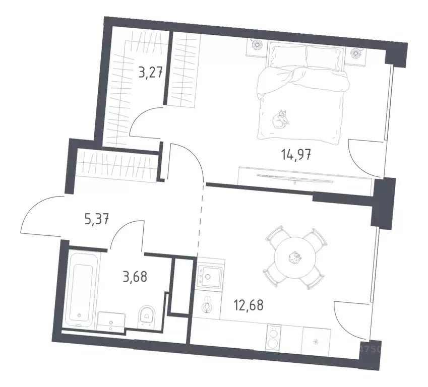 1-к кв. Москва Квартал на воде жилой комплекс, к5 (39.97 м) - Фото 1