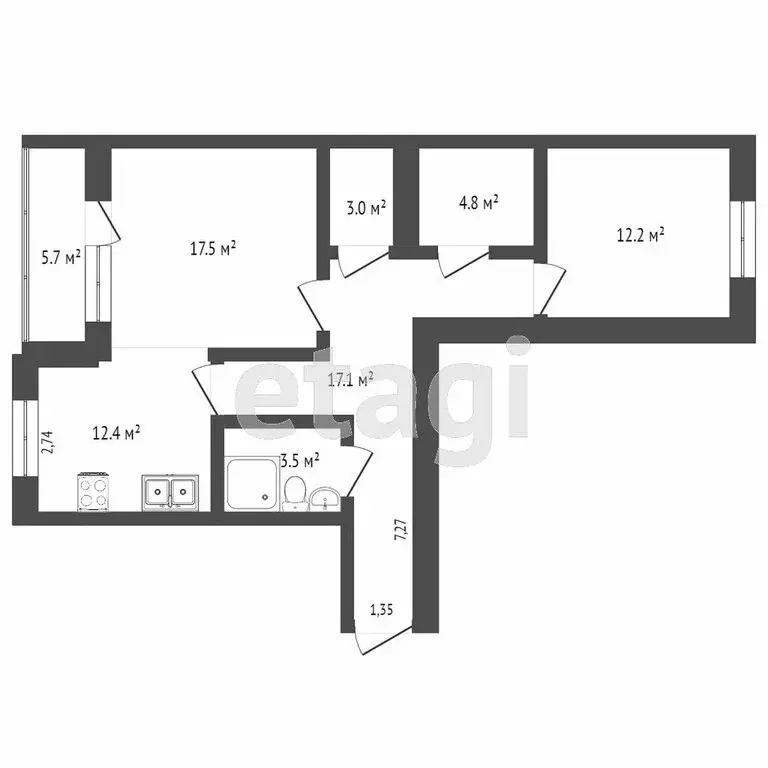 2-комнатная квартира: Ростов-на-Дону, микрорайон Северный, улица ... - Фото 0