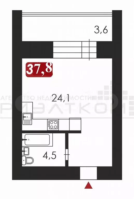 1-к. квартира, 32,2 м, 2/9 эт. - Фото 0