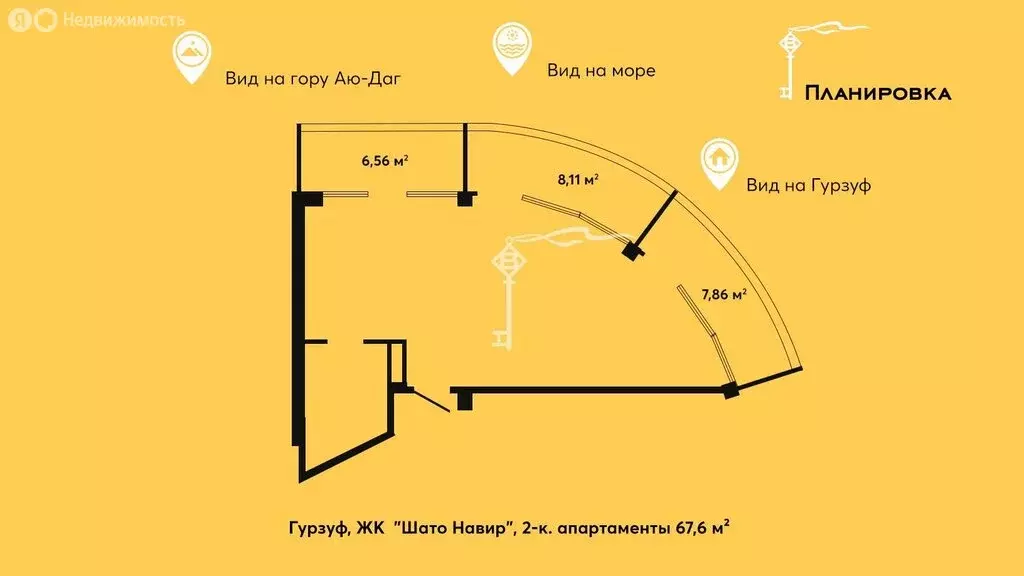 2-комнатная квартира: посёлок городского типа Гурзуф, Ялтинская улица, ... - Фото 0