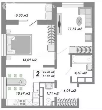 2-комнатная квартира: Оренбург, улица Гаранькина, 21 (51.52 м) - Фото 0
