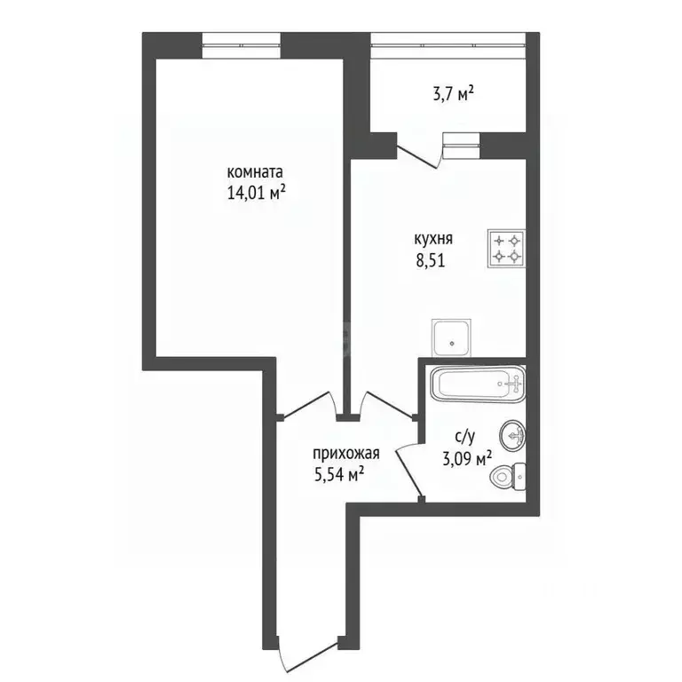 1-к кв. Башкортостан, Уфа ул. Майора Доставалова, 11 (34.85 м) - Фото 2