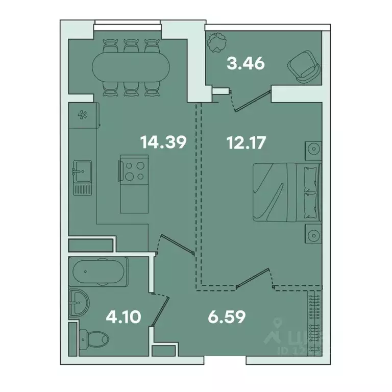 1-к кв. Иркутская область, Иркутск ул. Петрова, 18 (40.71 м) - Фото 0