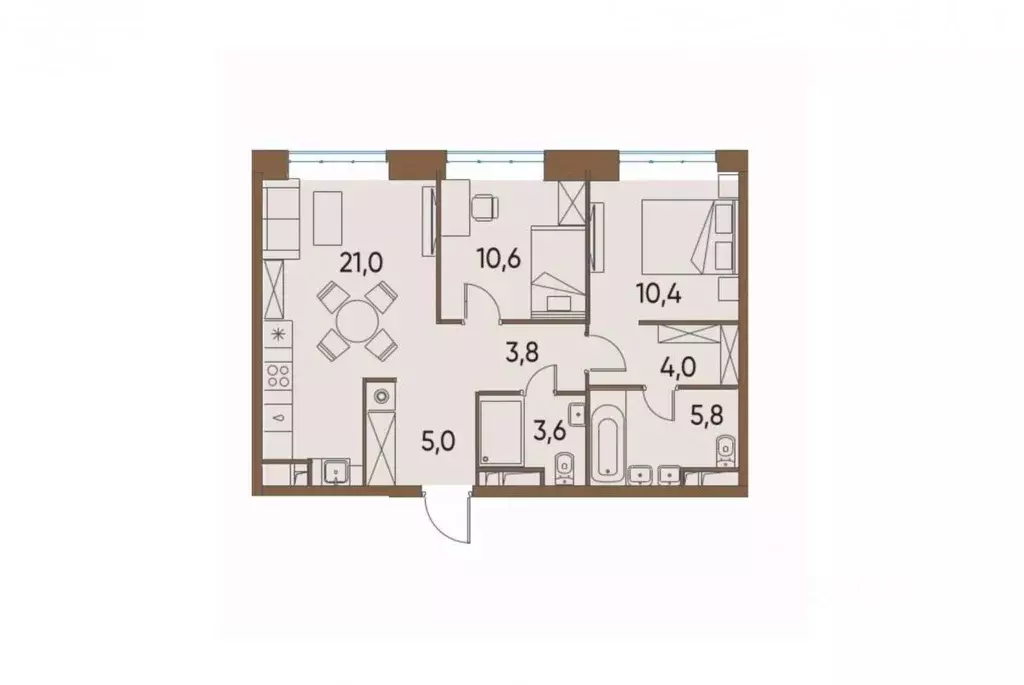 2-к кв. Москва ул. Нижние Мневники, 16к1 (64.0 м) - Фото 2