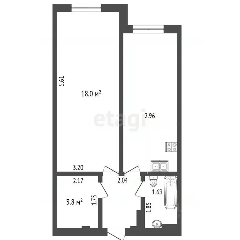 1-к кв. Севастополь ул. Челнокова, 17к1 (38.9 м) - Фото 2