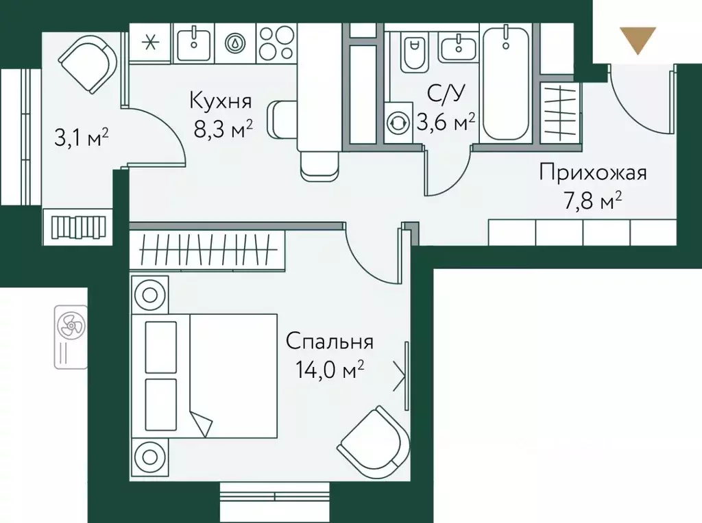 1-к кв. Волгоградская область, Волгоград Новосибирская ул., 74 (36.8 ... - Фото 0