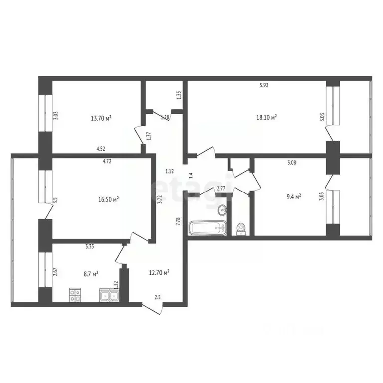 4-к кв. Марий Эл, Йошкар-Ола Красноармейская ул., 120 (88.6 м) - Фото 1