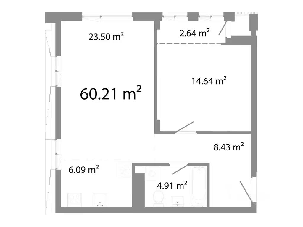 1-к кв. Челябинская область, Челябинск ул. Худякова, 18/2 (60.21 м) - Фото 0