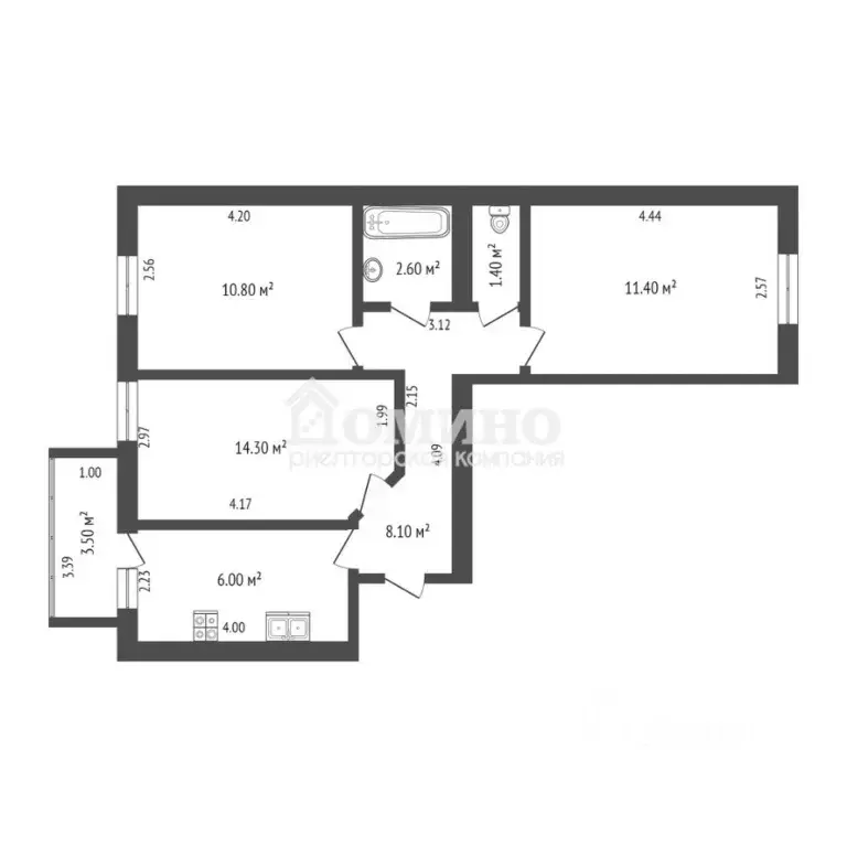 3-к кв. Тюменская область, Тюмень Мелиораторов мкр, ул. Голышева, 2 ... - Фото 2