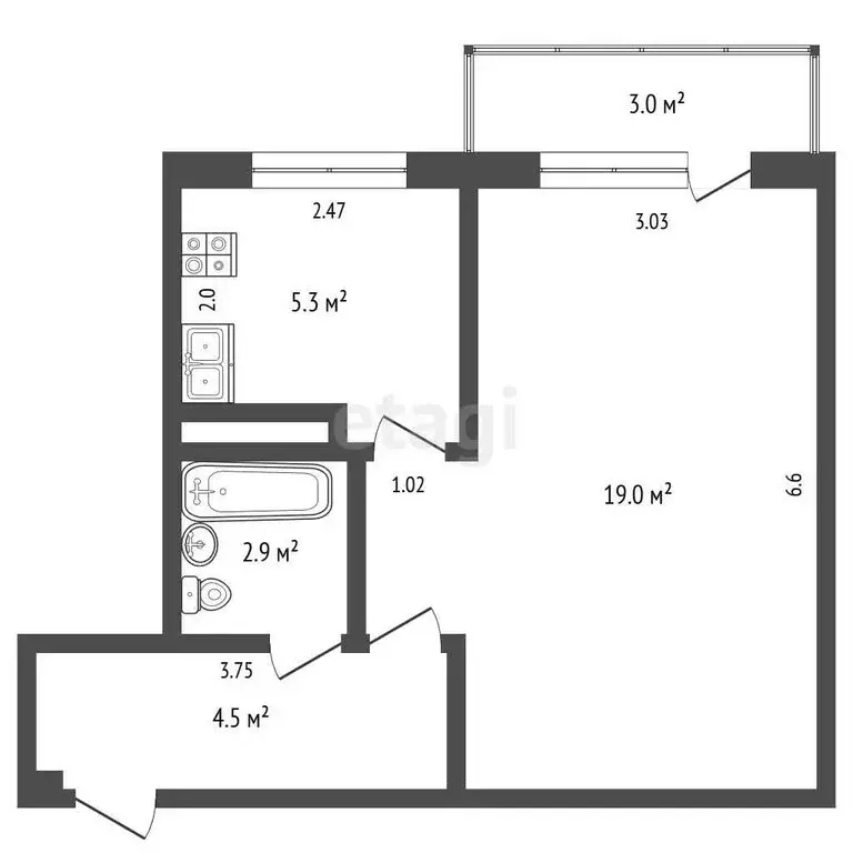 1-комнатная квартира: Самара, проспект Карла Маркса, 426 (31.7 м) - Фото 1