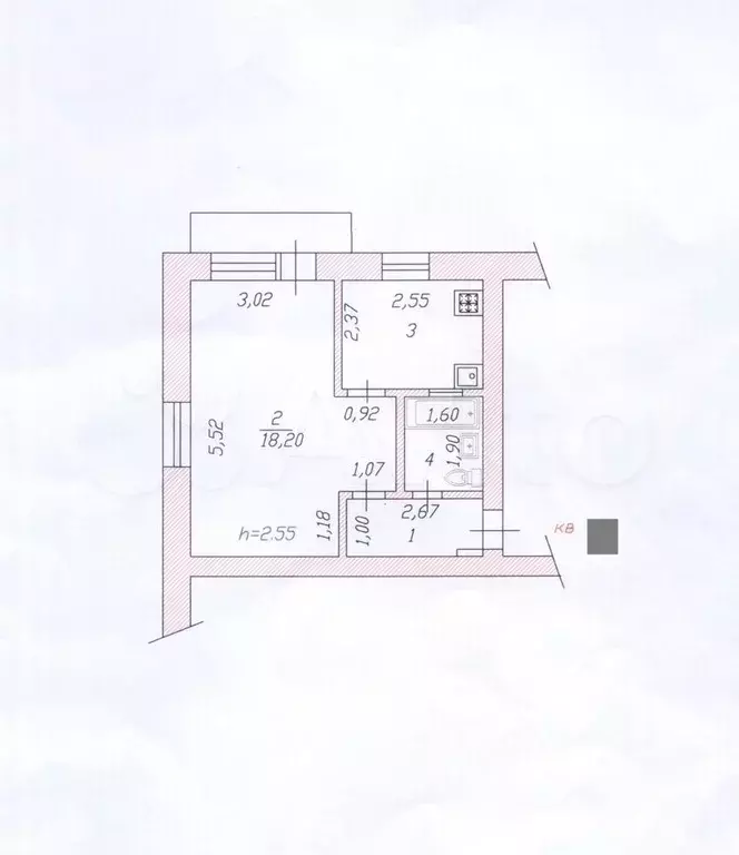 1-к. квартира, 33 м, 4/5 эт. - Фото 0