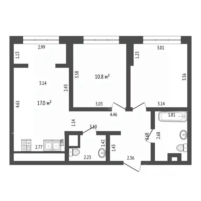 2-к кв. Тюменская область, Тюмень ул. Первооткрывателей, 10 (55.0 м) - Фото 1