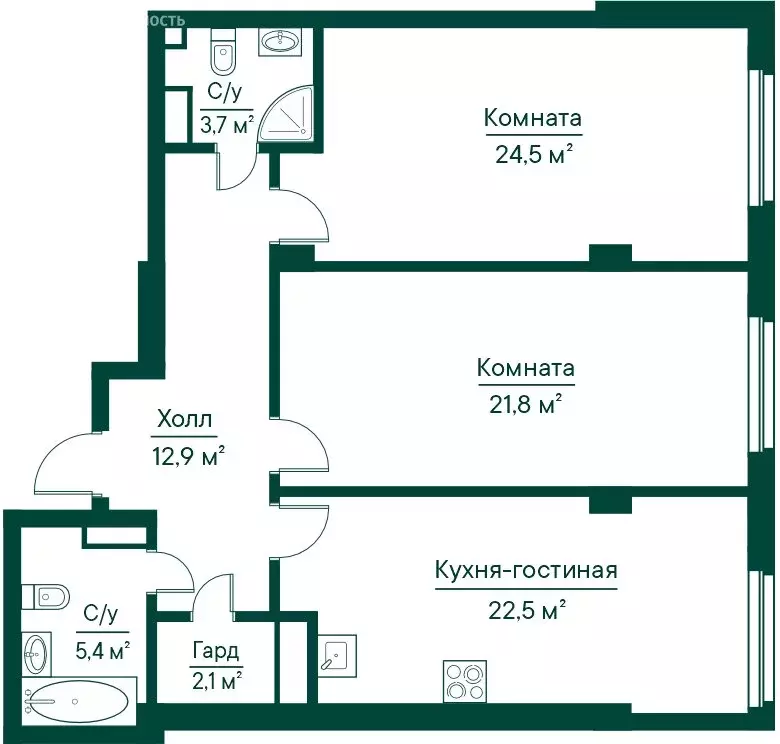 2-комнатная квартира: Самара, Липецкая улица, 1 (92.76 м) - Фото 1