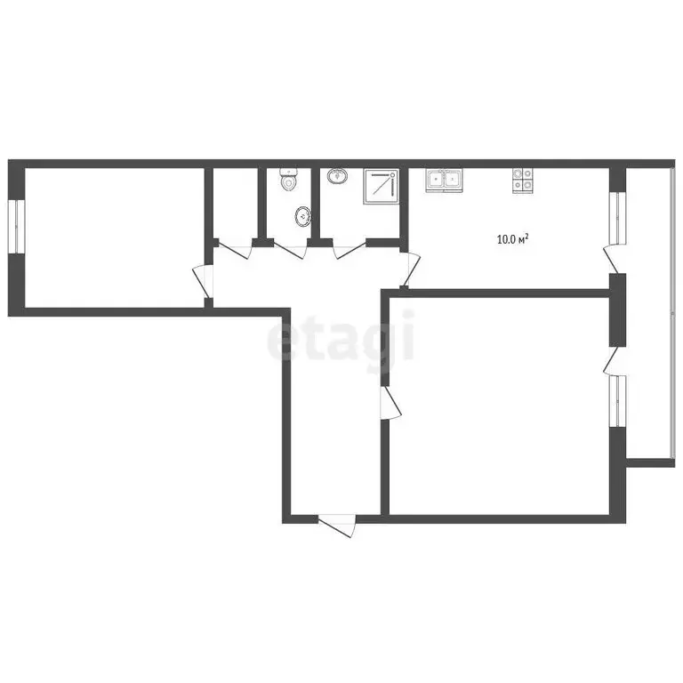 2-комнатная квартира: Тобольск, 7-й микрорайон, 36А (64.8 м) - Фото 1