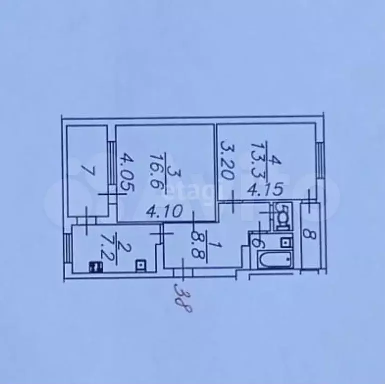2-к. квартира, 51 м, 7/9 эт. - Фото 0
