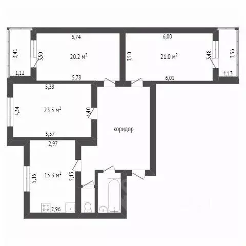 3-к кв. Белгородская область, Белгород Народный бул., 34 (96.0 м) - Фото 1