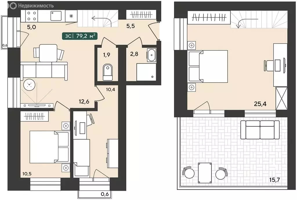 3-комнатная квартира: Октябрьский, жилой комплекс Альпийский квартал ... - Фото 1