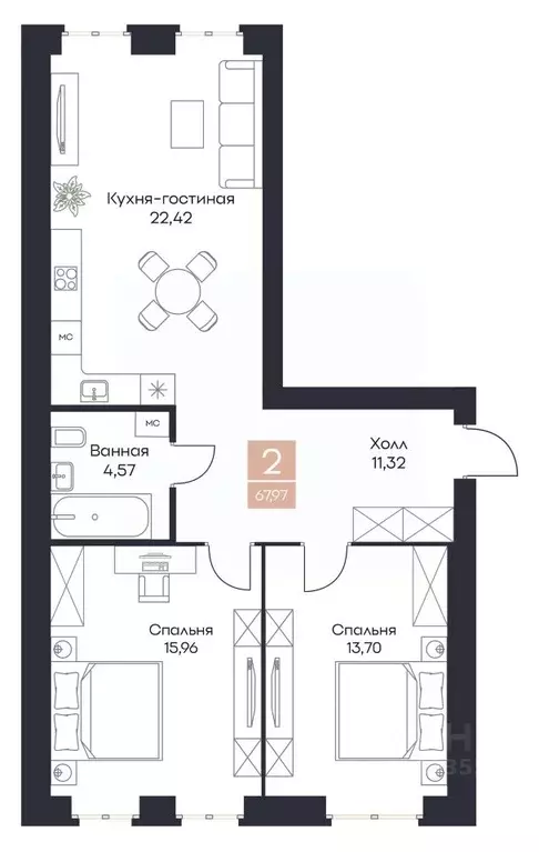 2-к кв. рязанская область, рязанский район, полянское с/пос, с. поляны . - Фото 0