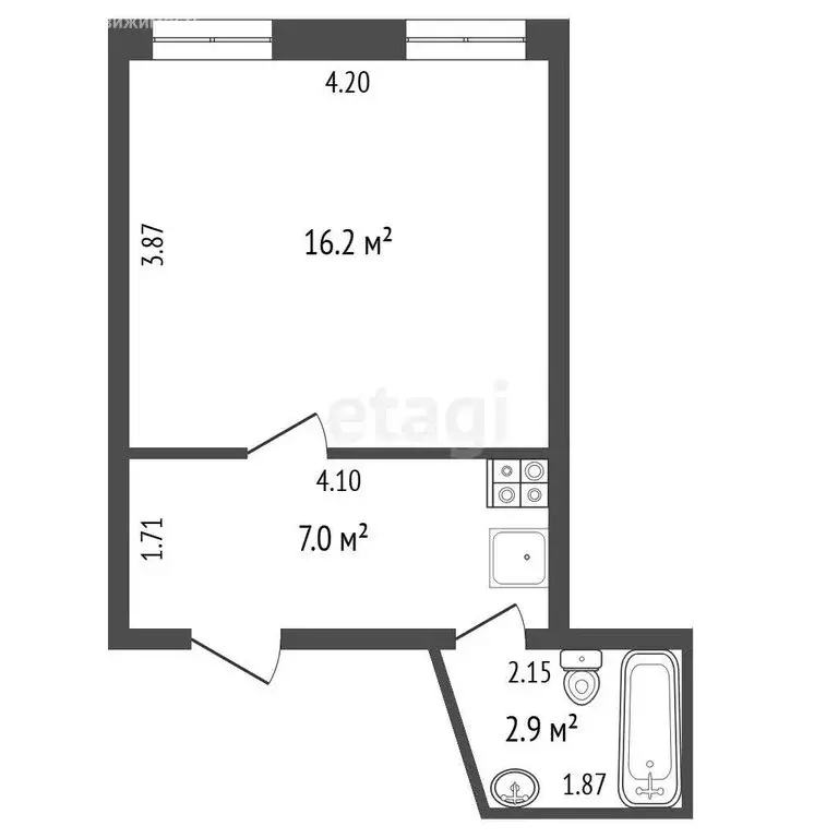 1-комнатная квартира: Калининград, Красная улица, 117А (26 м) - Фото 0