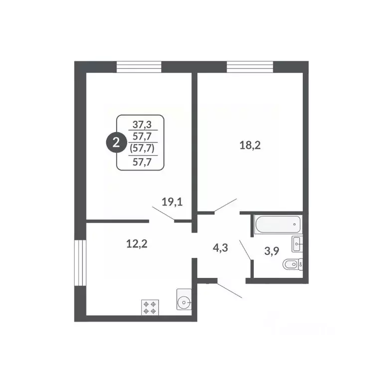 2-к кв. Кировская область, Киров  (57.7 м) - Фото 0