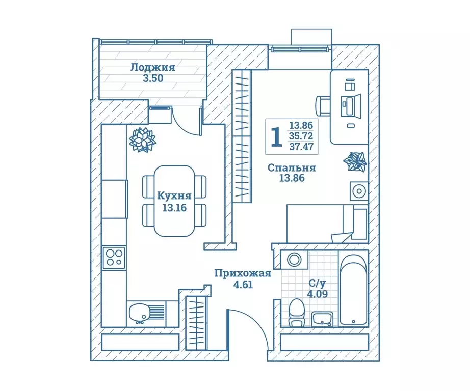 1-комнатная квартира: посёлок городского типа Монино, улица Генерала ... - Фото 1